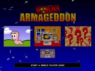 Worms Armageddon title screen for Playstation